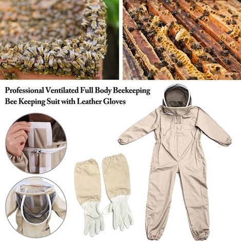 Imkeranzug mit Handschuhen, Schutzkleidung für Imker, Schutzausrüstung, bienensicherer Overall, komplettes Set. (1/5)