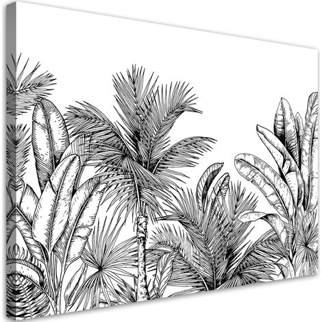 Tableau, Feuilles noires et blanches - 60x40 (1/5)