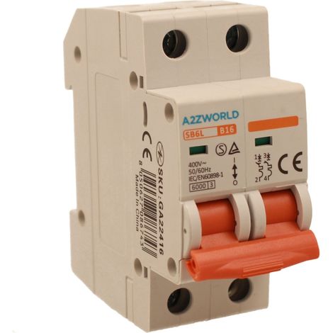 MCB Interruttore Magnetotermico Automatico Curva B 2P 2M 6000A B16A AC 400V IP20 IEC60898-1 SB6L