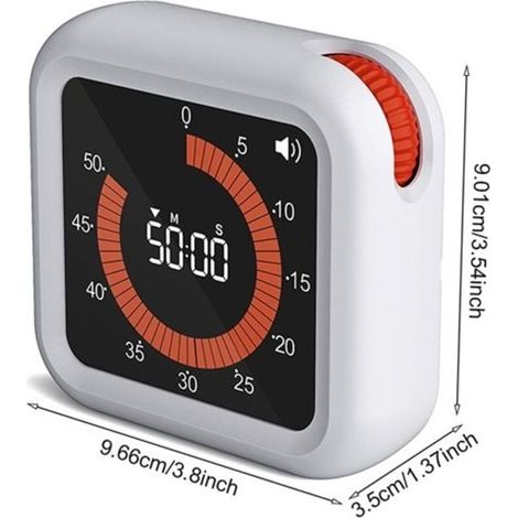 JSSEVN - Temporizador de aprendizaje para sala de irritaciones, temporizador de cuenta regresiva silencioso, reloj mecánico blanco para turistas (1/5)