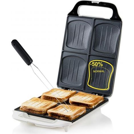 Sandwichmaker 4er Toaster mit Muschelplatte & Gabel 27x32cm