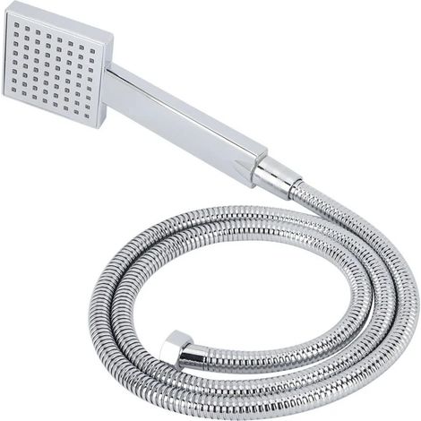 Pommeau de douche à main en ABS chromé avec flexible et filetage G1/2, jet pluie, accessoire de salle de bain (1/5)