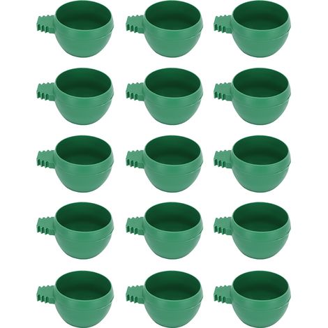 Lot de 15 coupelles rondes épaissies pour nourriture et eau d'oiseau, récipient de cage à oiseaux (1/5)