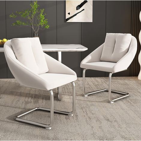 Stuhl Esszimmerstuhl Samt 2er Set Beige Metall OKMYHOME (1/5)