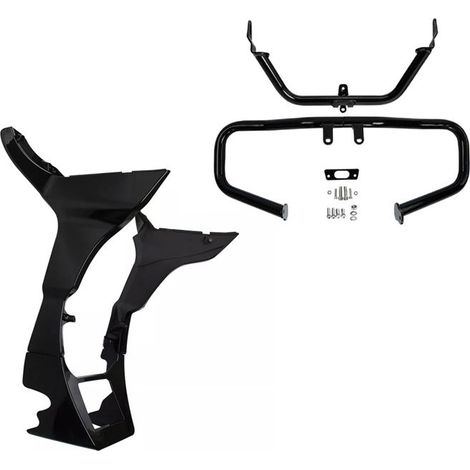 Kit carenatura e para cilindro - WK1+CH6 - Harley Road Glide 2015-2023 - ABS nero - Barra in acciaio tronca