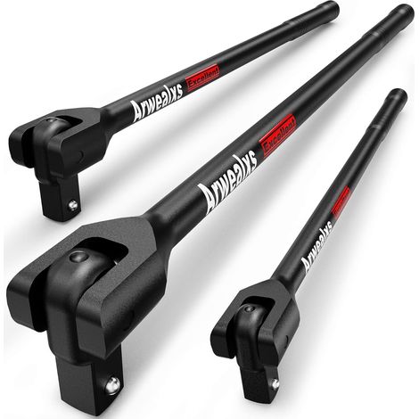 3 Pièces Poignée Articulée, 1/4'' 3/8'' 1/2'' Manche Articulée, Barre de Disjoncteur avec Rotative à 180°, Clé de Force pour Réparations Automobiles (1/5)