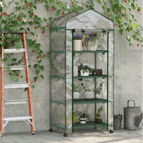 Serra da giardino con 4 ripiani in acciaio 69x50x165 cm OKMYHOME (1/4)