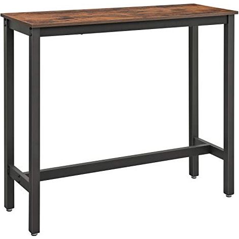 Table de bar, table de bar rectangulaire étroite, table de cuisine, table de salle à manger haute, structure en métal massif, 120 x 40 x 100 cm, montage facile, design industriel, marron rustique et n (1/5)
