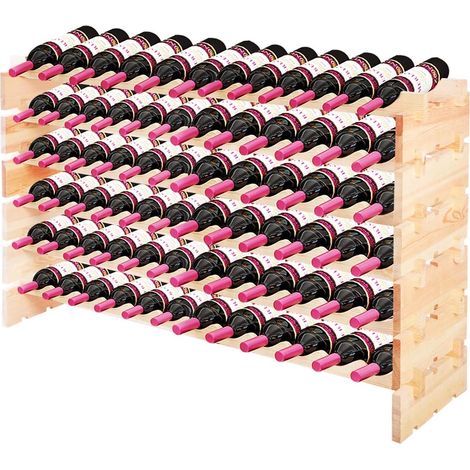 Goplus – Casier à bouteilles 72 bouteilles – Structure en pin massif – Dimensions 119 x 29 x 71,5cm – Grand espace de stockage pour bars et caves