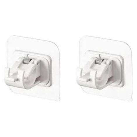 Linghhang – Lot de 2 supports auto-adhésifs pour tringle à rideau – Plastique et métal – Dimensions 6x6cm – Charge max 2,5kg (1/5)