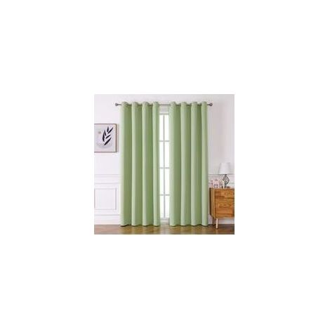 Tende da cucina verde chiaro (2 pannelli), isolanti termici e anti-calore, triple tessitura, tende con anelli per bloccare la luce, decorazione d'interni. (1/5)
