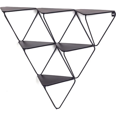 Etagère murale en métal coloris noir - Longueur 72 x Hauteur 63 x Profondeur 22 cm -PEGANE- (1/5)