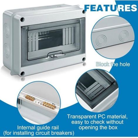 Coffret Electrique Etanche Exterieur, IP65 Botier de Distribution en Saillie 8 Modules avec Terminaux, ABS de Surface en Plastiqu (1/4)