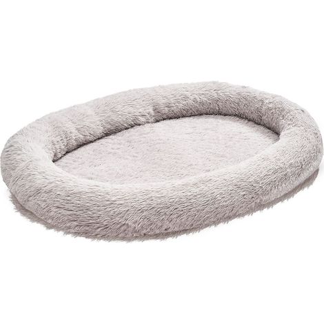 Lit pour humains et chiens, mousse à mémoire de forme orthopédique, 67x39x9,4 cm, gris, avec poche latérale, poignée et zip, housse amovible lavable en machine. (1/5)