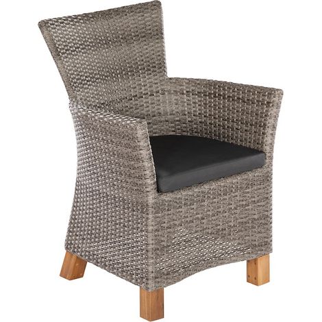 Toskana Sessel 2er Set grau Alu/Kunststoffgeflecht/Akazie
