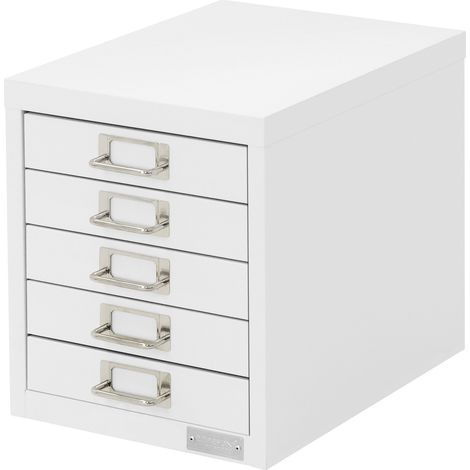 ML-Design Aktenschrank mit 5 Schubladen, 28x38x33 cm, Weiß, Schubladenschrank aus Metall für DIN A4, Büroschrank mit Etikettenhalter, Stahlschrank Metallschrank Werkzeugschrank Aufbewahrungsschrank