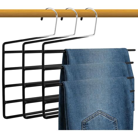 Juego de 3 perchas para pantalones, perchero para armario, percha para pantalones, perchas que ahorran espacio, diseño abierto adecuado para colgar pantalones. (1/5)