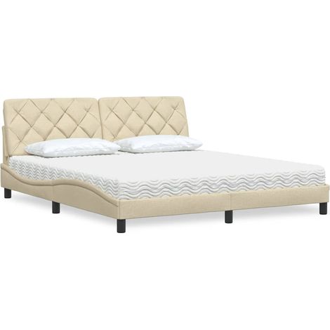 Lit avec matelas crĂšme 180x200 cm tissu vidaXL (1/5)