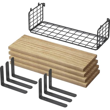 Schweberegale, vierstufiges Design, Metallkonstruktion, schwarz (1/2)