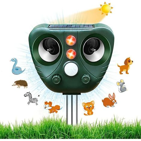 Répulsif Chat Exterieur, Ultrason Chat, Repulsif Chien, Charge Solaire,Chargement USB Prévenir Les Chiens et Les Chats, Les Oiseaux, pour Jardins, Champs, Pépinières, Etanche IP65,Superma,vert,1 pièce (1/5)