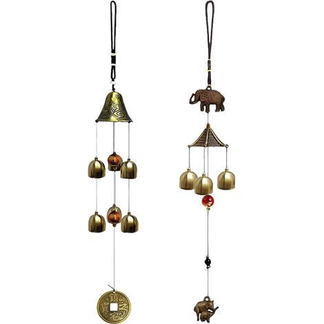 2 grandes cloches en métal pour accrocher la tente de la maison, décoration de jardin avec cloches à vent (1/5)
