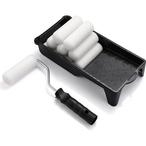 Mini Rouleau Peinture 10.5cm, Kit Rouleau Peinture Mousse, Kit Peinture Mur avec 1 Bac à Peinture et 1 Monture pour Mur Intérieur, Plafond et Meubles (1/5)