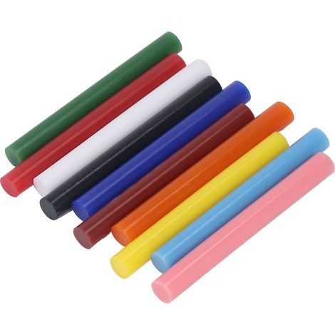 10 bâtons de colle thermofusible, 11 x 100 mm, forte adhérence, anti-vieillissement, adaptés aux travaux manuels et à la réparation de meubles. (1/5)