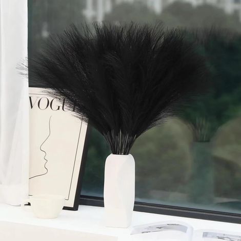 30 Pcs Pampas Sechees Decoration 55 Cm Herbe de La Pampa Séchées Herbes de Pampa Artificielles Séchées Décoration Fleur Sechees pour Boho Mariage, Decoration Maison (Noir) (1/5)