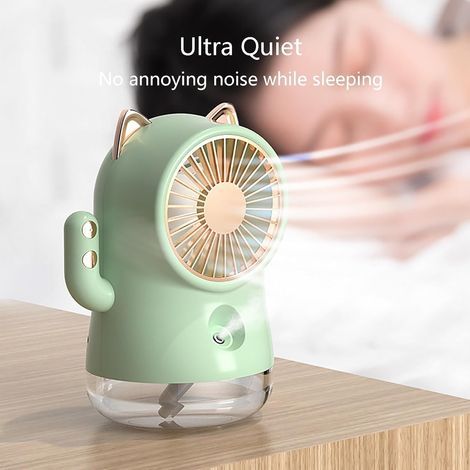 Mini Ventilateur de Poche – avec Pulvérisateur,3 Vitesses Rechargeable USB – Appareil Bureau ,Voyage – vert (1/3)