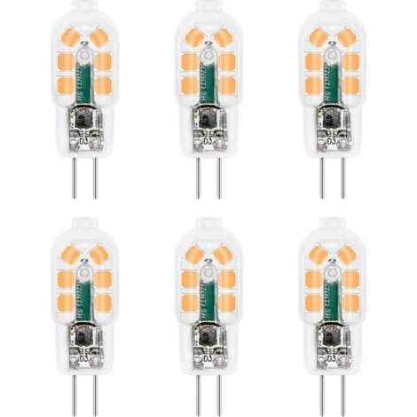 Ampoule G4 LED 12V 2W Blanc Chaud 3000K, 200lm, Équivalent Lampe Halogène G4 10W 20W, non-dimmable, Bi-pin G4 12V LED AC DC pour Lustre, Lampe de Table, lot de 6 [Classe énergétique F] (1/5)