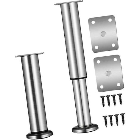 Quatre pieds en acier réglables, base ronde de 15 cm, capacité de charge de 250 kg, compatible avec les canapés, les tables, etc., disponible en plusieurs couleurs, tailles allant de 18 à 32 cm. (1/5)