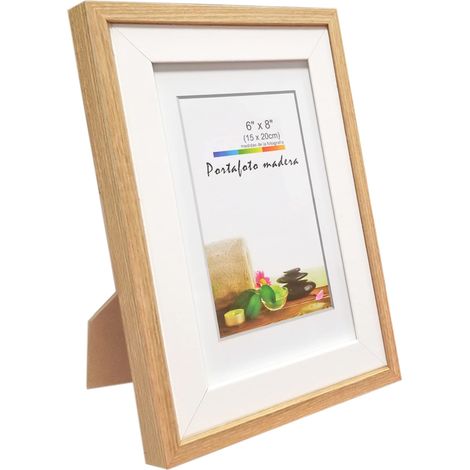 Marco de Foto Decoración Madera con Soporte de Pie y Doble Capa Fino Para Mesa o Pared 10x15 13x18 15x20 18x24 20x25 20x30 24x30 30x40 40x50 cm (1/5)