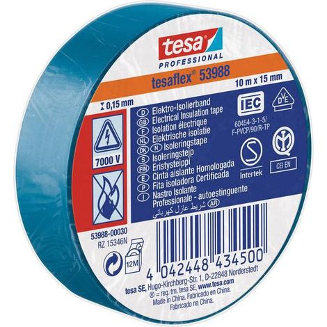 Cinta adhesivo electricista 10m x 15mm azul (por 10)