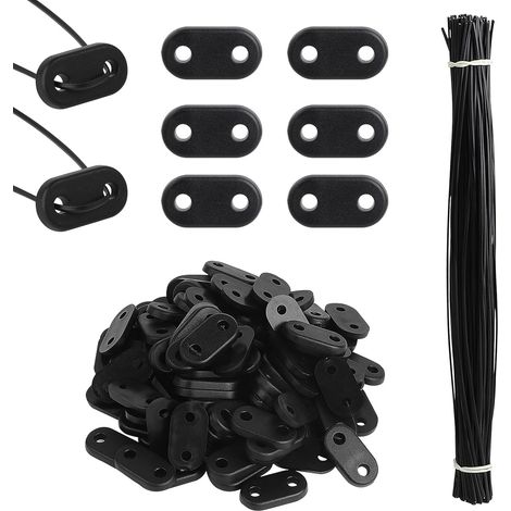 105 Sets Kit de Fixation de Clôture Brise-Vue de Confidentialité en PVC Résistants à Intempéries, Clips de Montage en PVC, avec 105 Attaches de Câble, pour Pelouse Clôtures Jardin (Noir) (1/5)
