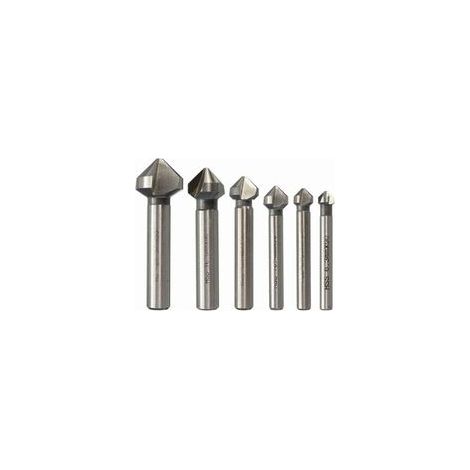 Jeu de 6 fraises à chanfreiner, fraises à chanfreiner HSS à 90°, fraises à chanfreiner cylindriques, outils à visser pour le bricolage, bois, métal, PVC, 6 3/8, 3/10, 4/12, 4/16,5/20,5 mm (1/4)