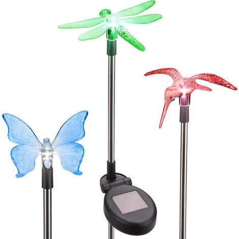 3er-Pack mehrfarbige LED-Solar-Gartenleuchten in Schmetterlingsform (1/5)