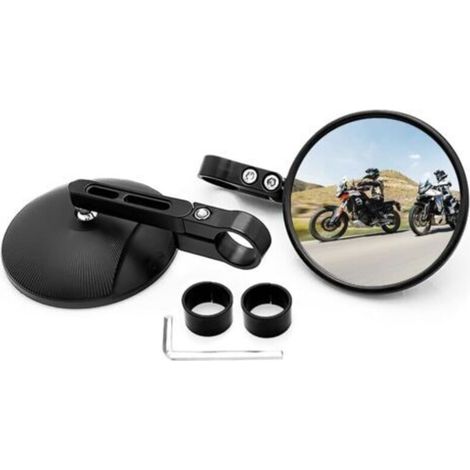 Retroviseur Moto, 1 Paire Rétroviseurs Moto de Guidon, accessoires moto pour Scooter Moto Quad ATV Vélos Bicyclette, 360° Compatibles avec E-Scooter Honda Yamaha Suzuki Kawasaki (1/5)