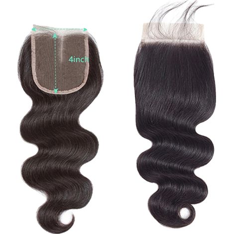 Chiusura per capelli, texture ondulata, aspetto naturale, chiusura in pizzo 4x4, capelli Remy, 24 pollici (1/2)