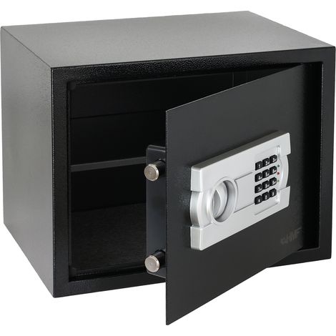 HMF Safe Tresor für Zuhause, Hotel oder Büro, Möbeltresor mit Zahlenschloss für DIN A4 Dokumente, 38 x 30 x 30 cm, Schwarz