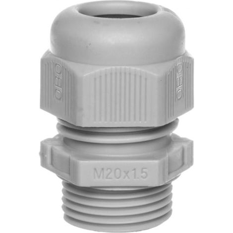 OBO Bettermann Racor de cable totalmente métrico M20 Poliamida gris plateado RAL 7001, 2022847
