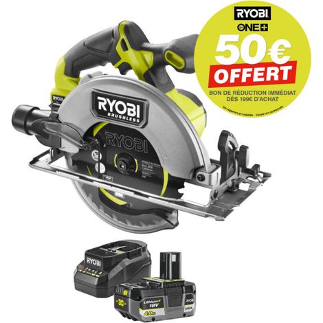 Scie circulaire RYOBI 18V One+ Brushless RCS18BL - 184 mm - Batterie 4,0Ah et chargeur (1/5)