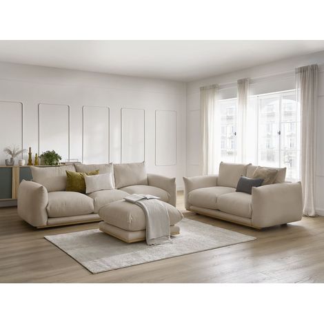 BOBOCHIC - Ensemble canapé droit fixe 3+2 places ERNEST avec pouf Taupe (1/5)