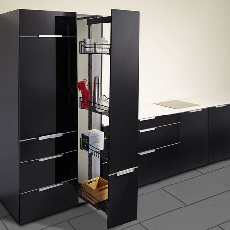Kesseböhmer DISPENSA-X mit Korbset anthrazit Apothekerauszug 100 Kg Tragkraft für Korpusbreite 300 mm u. Korpusinnenhöhe 1200 - 1600 mm (1/5)