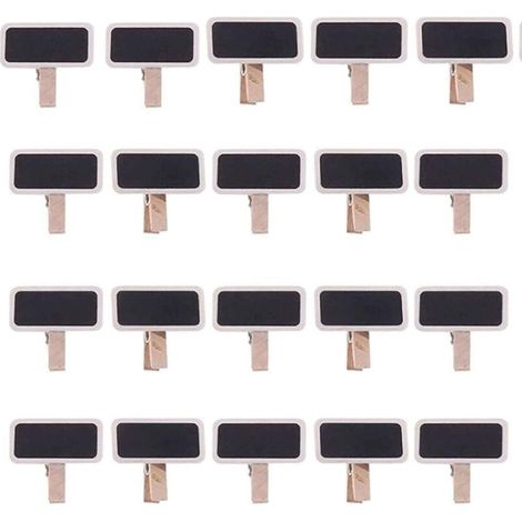 50 Mini Tableau Noir Bois Message Rectangle Ardoise A Pince Clip Carte Panneau Memos Etiquette Prix Marque Place Numero Table/Photo/Tags/Décoration Mariage-Fei Yu (1/5)