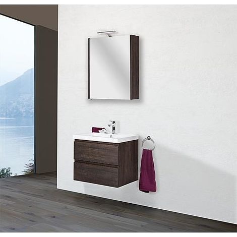 Ensemble de meubles de salle de bains ELAI série MBO décor chêne sherwood largeur 600mm 2 tiroirs (1/5)