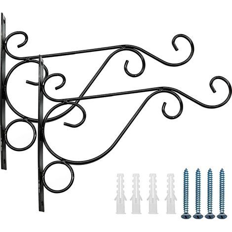 Metal hanging plant support hooks, 2 pieces, outdoor wall mount for plants, flower pots, bird feeders, wind chimes, lanterns (1/5)