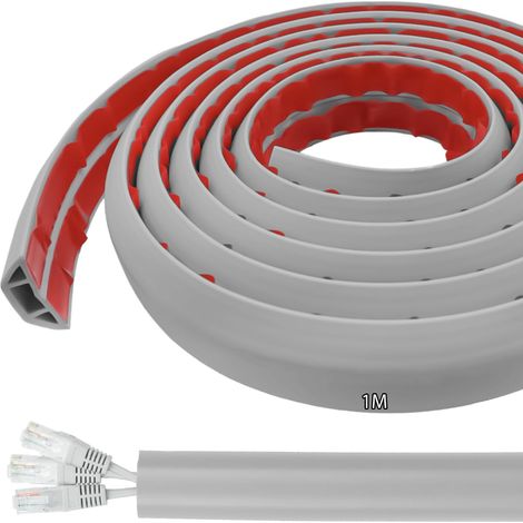 Passe Cable Sol Cache Fil Électrique Sol Auto-Adhésif 1M Petit Canal de câble Flexible pour Le Bureau, Le Concert, etc. Protection des Fil électrique et Prévention des Risques de Trébuchement (1/5)