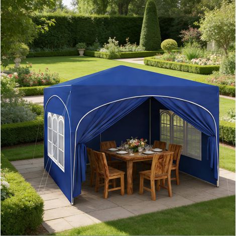 Gartenpavillon Pop-up 3x3 m mit Seitenwänden Blau OKMYHOME (1/5)