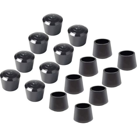 Ersandy – Lot de 16 embouts de protection pour chaises – Caoutchouc noir – Diamètre intérieur 22 mm – Réduction du bruit et protection des sols (1/5)