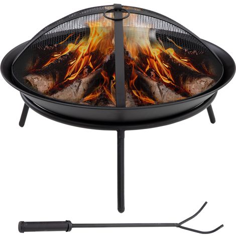 Brasero d'Extérieur avec Tapa et Atizador Pozo Fuego Metal Ø47x33 cm Noir